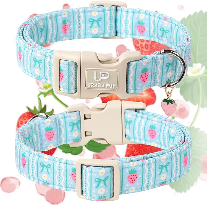 Dog Collar-Adorable Spring/Summer Puppy Collars-Adjustable Strawberry Pet Collar for Small,Medium,Large Dogs