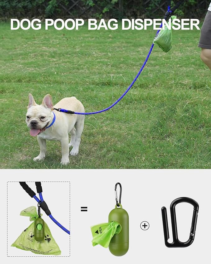 Joytale Reflective Dog Leash, Heavy Duty Nylon Rope with Poop Bag Holder, Highly Reflective Threads Leashes for Small Dogs, Navyblue, 5'×3/8''