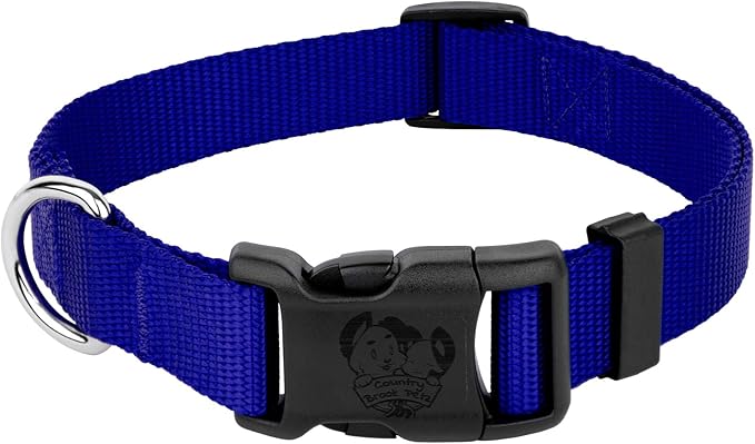 Country Brook Petz - American-Made Dog Collar for Large, Medium, and Small Dogs and Puppies - Deluxe Heavy Duty Nylon in 33 Dazzling Colors (Medium, 3/4 Inch Wide, Bright Royal Blue)