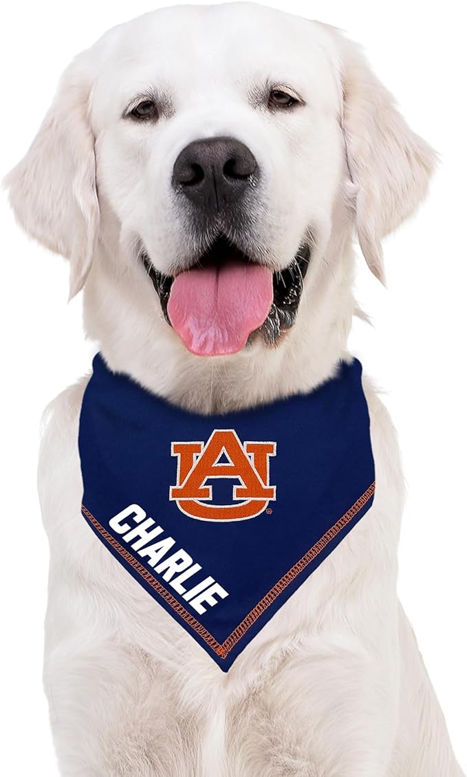 NCAA Auburn Tigers Personalized Tie Bandana for Dogs & Cats, Size Large/X-Large. Custom Dog Bandana Scarf Bib for Pet Cat Dog. The Ultimate Game-Day & Party Customizable Bandana