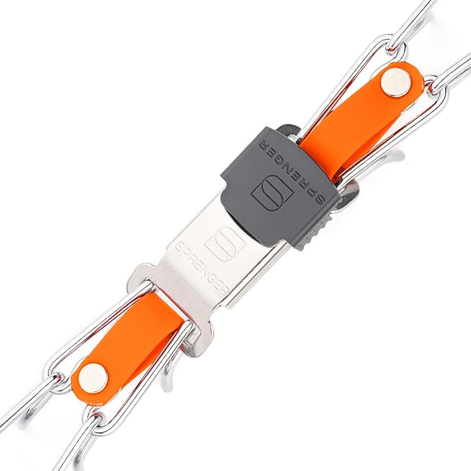 Herm Sprenger Chrome Plated Steel Dog Collar with Quick Release ClicLock Buckle and Biothane Insert Training Collar for Dogs Made in Germany (Hunter Orange, 23in x 3.2mm(Neck Size up to19-20in))