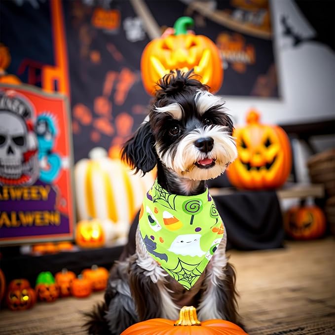Halloween Dog Bandanas for Medium Dogs 7 Pcs Adjustable Dog Bandanas for Doggy 25 Inch Dogs Scarves Cats Breed Grooming M