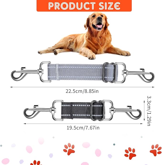 2 PCS Dog Collar Connector Prong Collar Safety Clip Leash Safety Clip Dog Leash Connector Harness to Collar Safety Clip Reflective Double Ended Backup Clasp Leash Connector for Dog Pinch Collar