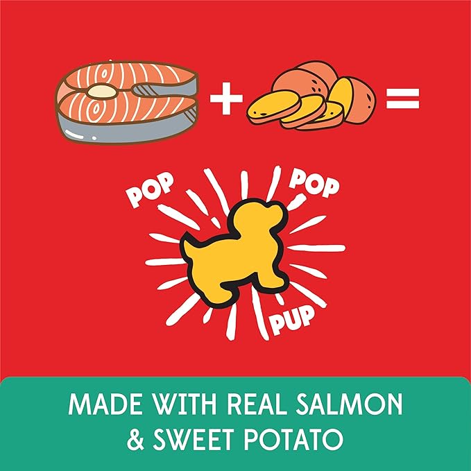 Pup Corn Plus - Puffed Dog Treats with Prebiotics and Probiotics - Salmon & Sweet Potato (24oz) - Made in USA (Pack of 2)