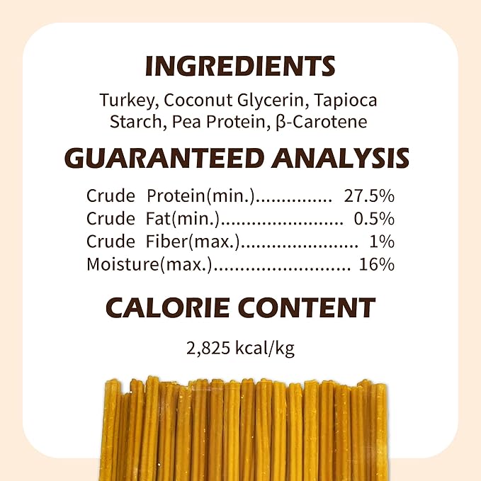 Afreschi Turkey β-Carotene Stick Dog Treats – 6 oz, USA-Sourced, All-Natural, Hypoallergenic, Low-Fat, Healthy & Easily Digestible, Puppy & Training Snack