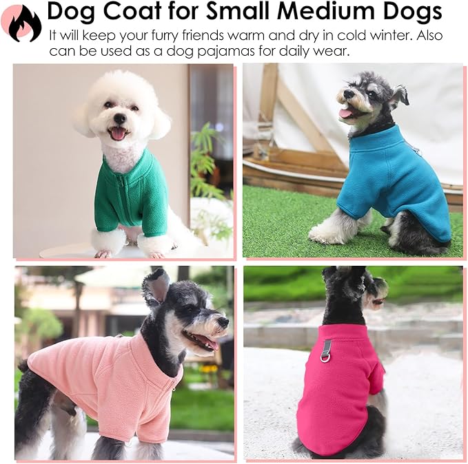AOFITEE Dog Fleece Sweater, Dog Sweaters for Medium Dogs Girl Boy, Warm Dog Sweater for Dogs Male Female, Fleece Dog Vest Lightweight Dog Winter Jacket Sweatshirt with D-Ring and Turtleneck, L
