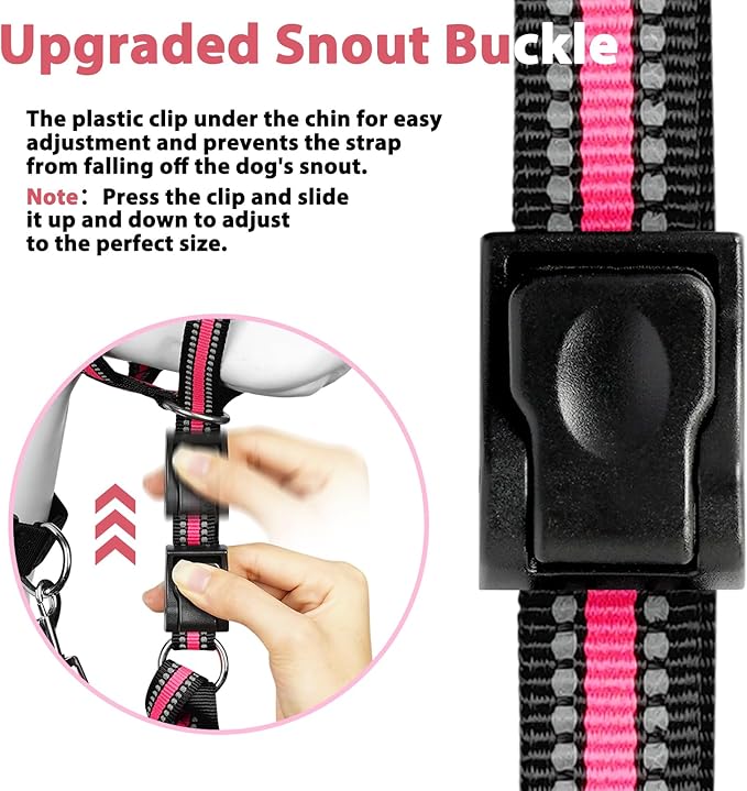 BARKLESS Soft Dog Head Collar, Patented Padded No Pull Head Halter, Training Nose Leash with Safety Link for Medium Large Dogs, Adjustable Muzzle Leash, Easy Control for Walking(Pink, M)