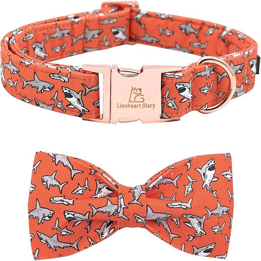 Lionheart Glory Shark Print Bow Tie Collar for Medium Dogs
