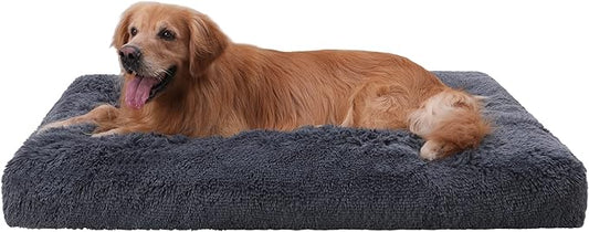 Vonabem Jumbo Dog Bed Washable with Removable Cover Waterproof, XXL Large Dog Crate Beds 48 inch, Plush Pet Beds Kennel Pad Dark Grey