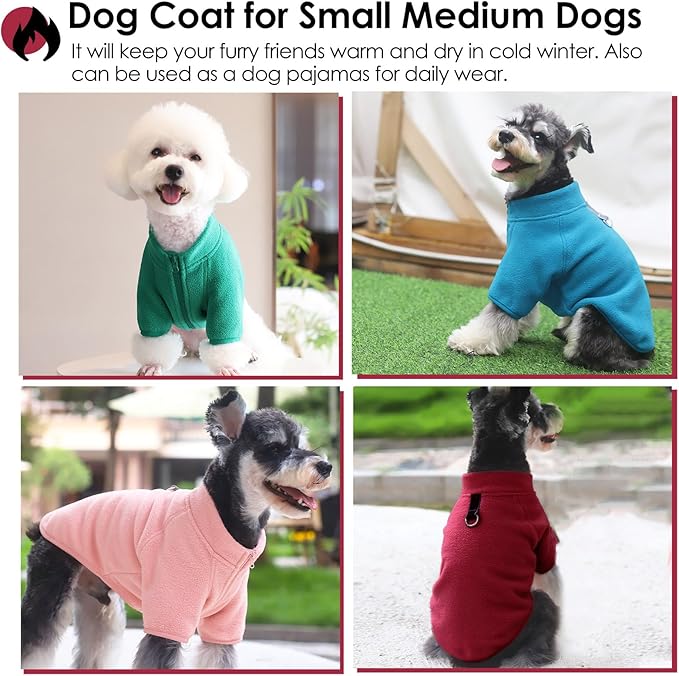 AOFITEE Warm Dog Sweater, Fleece Jacket for Male/Female Medium Dogs, D-Ring, Turtleneck, XL