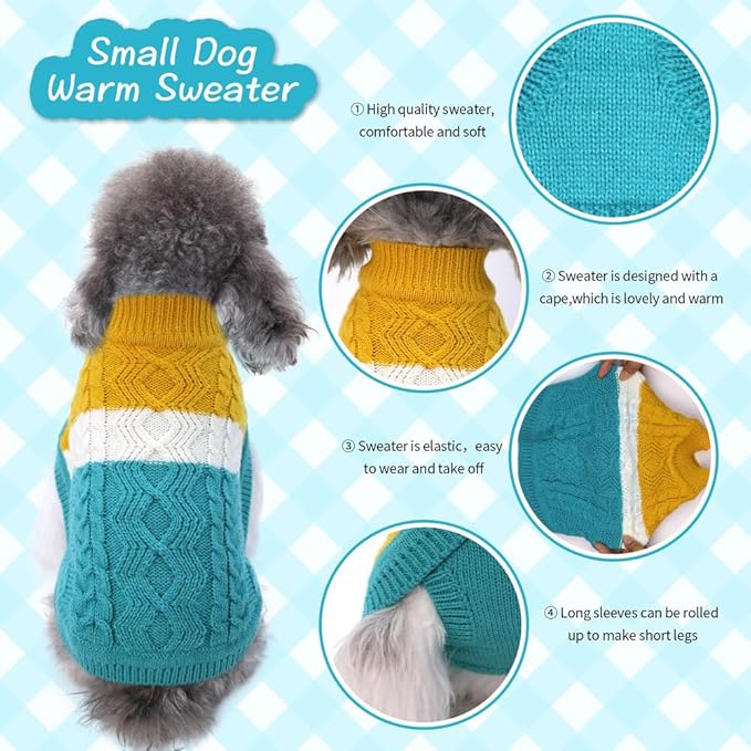 Knitted Dog Sweater - Color Block Thick Warm Dog Clothes Pet Winter Coat, Puppy Outfits Cat Apparel for Small Medium Dogs Cats Boy Girl Pet (XX-Large)