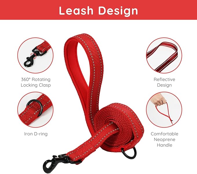 BELLA & PAL Puppy Harness with Leash Set, Dog Harness for Small Dogs No Pull, Dog Leash for Small Dogs, Step in Harness for Extra Small Dogs, Red Harness, L