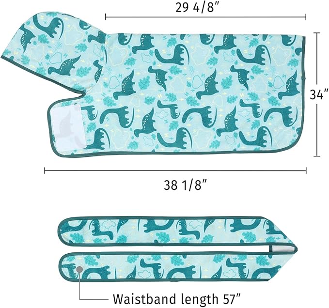 HDE Dog Bathrobe Super Absorbent Quick Drying Towel with Hood for All Dog Breeds Sizes S-XXL - Dinosaurs - XXL