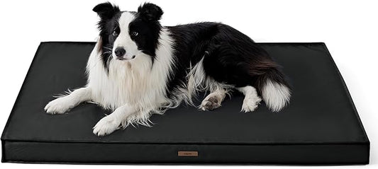 Lesure Outdoor Waterproof Dog Bed for Crate, Orthopedic Egg Crate Foam Pet Bed with Oxford Fabric Surface and Removable and Durable Cover, Machine Washable, 35''x22'', Black