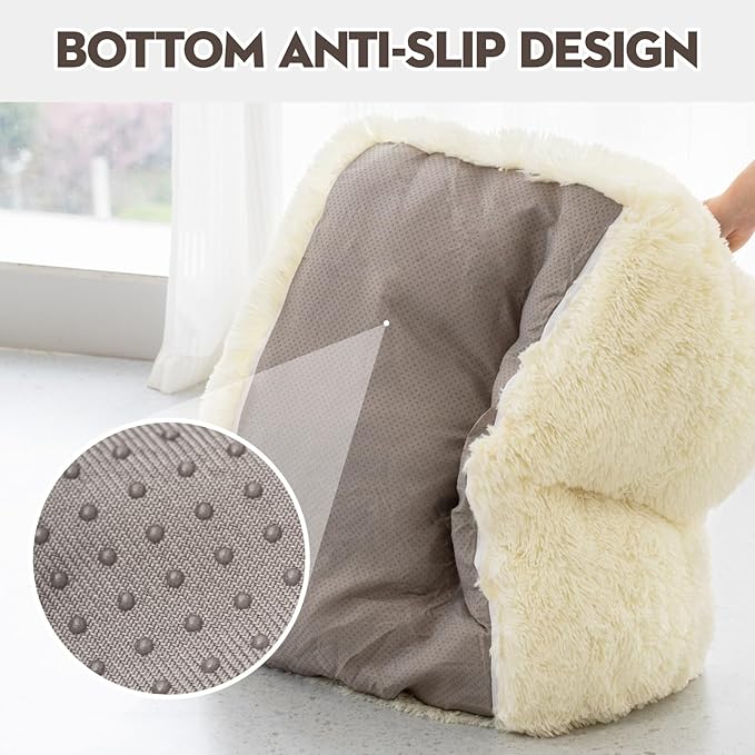 Mewoo Dog Couch, Small Dog Bed with Removable Washable Cover, Cute Cat Couch for Pets, Cat Beds for Indoor Cats with Anti-Slip Bottom (Beige)