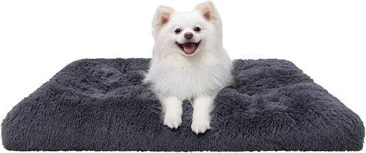 Vonabem Medium Dog Bed Crate Pad 30 inch, Washable Puppy Crate Beds for Medium Small Dogs Cats, Plush Soft Pet Beds, Dog Mats for Sleeping, Kennel Pad Dark Grey
