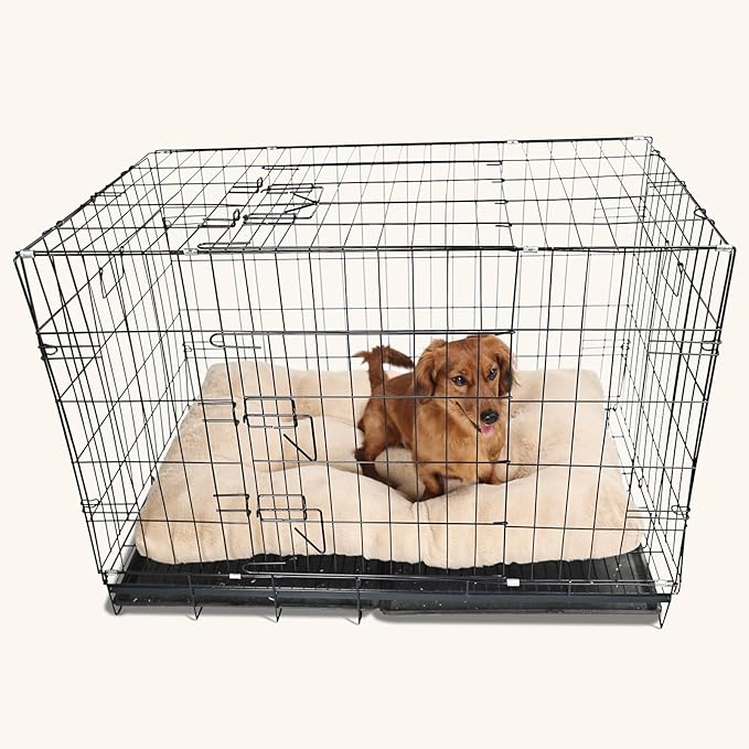 Dog Crate Pad 30x19 Washable for Medium Size Dogs Extra Soft 30 inch Crate Bed for Kennel or Cage with Anti-Slip Bottom Puppy Sleeping Mat Ease Pet Anxiety & Provides The Perfect Sleep,Light Brown