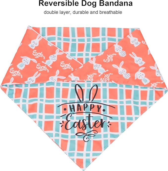 ADOGGYGO Easter Dog Bandana, Multiple Sizes Offered, Reversible Festival Pet Bandana Triangle Dog Scarf for Small Dogs Pets (Small, Easter)