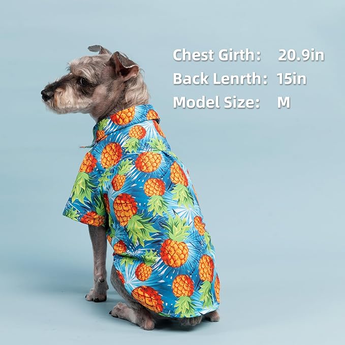 PUPTECK Dog Shirt, Cute Puppy Cat Polo T-Shirt, Soft Summer Pet Clothes Boy Girl Outfit for Small Medium Sized Dogs, Hawaiian Costume Blue M