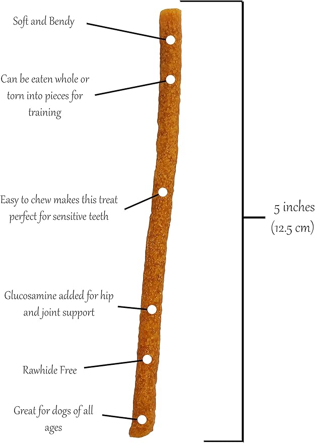 Twiggly Chicken Sticks (24oz /1.5lbs) Big Pack (Around 100 Pieces) - Rawhide Free Soft Chicken Jerky Sticks with Glucosamine!
