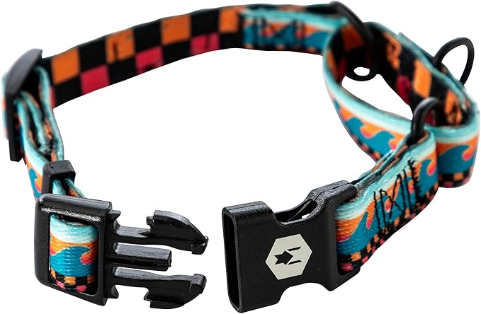 Wolfgang Heavy Duty Martingale Dog Collar with Quick Release Nylon Buckle for Walking & Training, BuenaOnda Print, X-Large