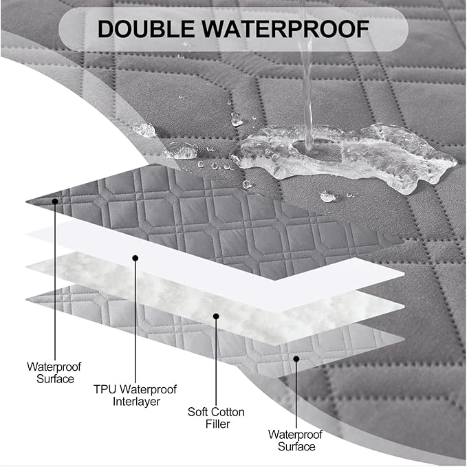 Smiry Waterproof Dog Blanket, 82x102 Inch Soft Pet Bed Cover Reversible, Washable Sofa Couch Furniture Protector for Small Medium Large Dog Puppy Cat, Grey/Light Grey