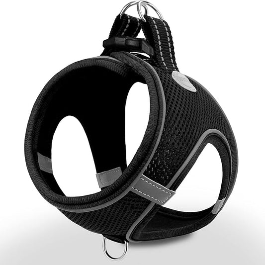 Joytale Small Dog Harness, Breathable Mesh Step-in Vest, Reflective Soft Padded Harnesses for Puppies and Extra Small Dogs, Black, XS