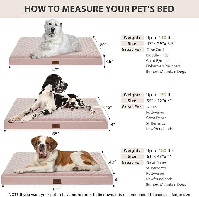WNPETHOME Orthopedic Dog Beds for Large Dogs, Extra Large Waterproof Dog Bed with Removable Washable Cover & Anti-Slip Bottom, Egg Crate Foam Pet Bed Mat