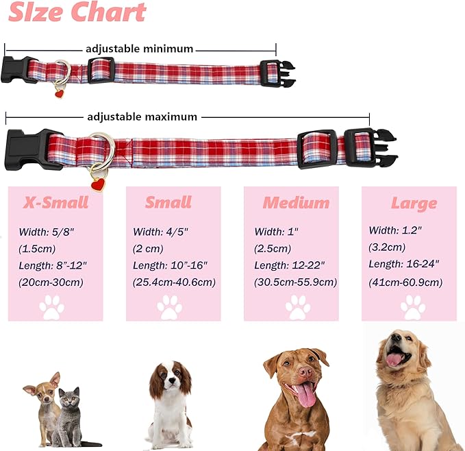 Bubblepup Dog Collar, Adjustable Dog Collar for Small Medium Large Dogs with Soft Cotton & Quick-Release Buckle