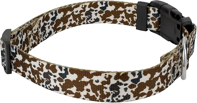 Country Brook Petz - Deluxe Cow Print Dog Collar - Made in The U.S.A. - Country and Western Collection Featuring Rustic Designs (1 Inch, Medium)