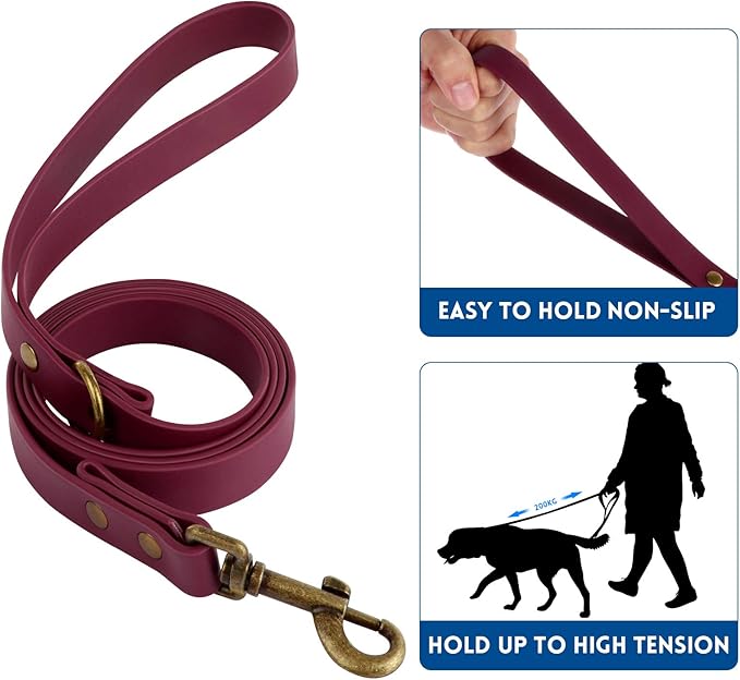 Wisedog Dog Collar and Leash Set Combo: Adjustable Pet Collars with Dog Leashes for Small Medium Large Dogs, Includes 1 Bonus of Poop Bag Holder (XL(Collar:16"- 25.5";Leash:6 ft), Burgundy)