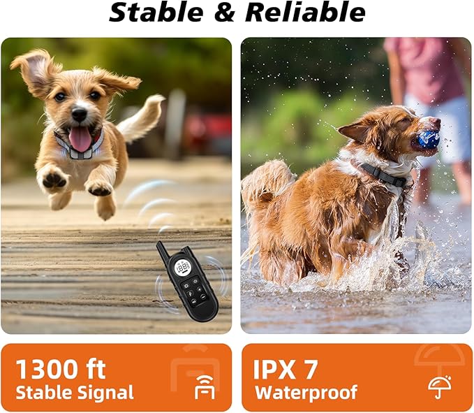 Tiniest Dog Shock Collar, Lightest Dog Training Collar with Remote for Small Dogs 5-15lbs & Medium Large Dogs/Puppies, Waterproof, Rechargeable, 1300ft Range (White Black Dot&Ultra Tiny)