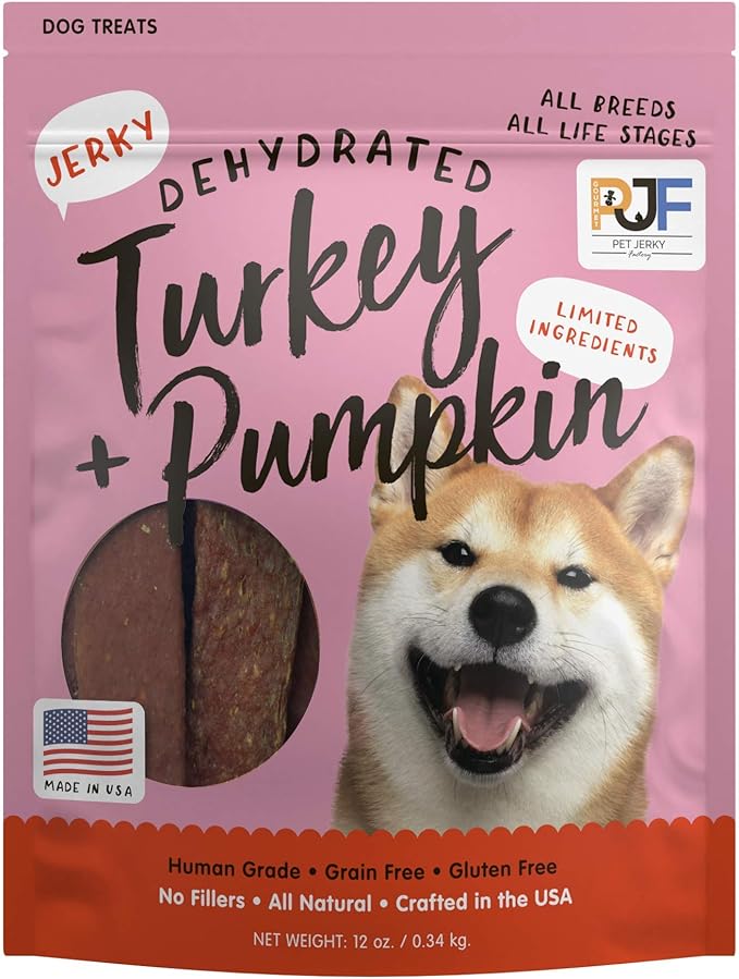 Pet Jerky Factory Turkey & Pumpkin 12 oz. Dog Jerky Treats | 100% Human Grade | USA Made | High Protein | Grain Free | Limited Ingredients | No Filler | BHA-BHT Free | Soft-Tender