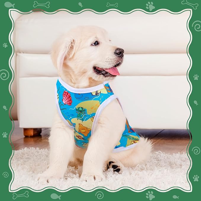 Saintrygo 10 Pcs Lovely Puppy Shirts Print Dog Clothes Breathable Pet Cartoon Dog Shirt Clothes Sweatshirt for Puppy Cat(Medium)