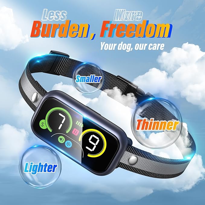 Bark Collar, Dog Bark Collar for Large Medium Small Dogs, Smart Barking Collar, Effective Anti Bark Collars for Dogs, Automatic Bark Collar Adjustable Beep Vibration Modes & 7 Sensitivity Black
