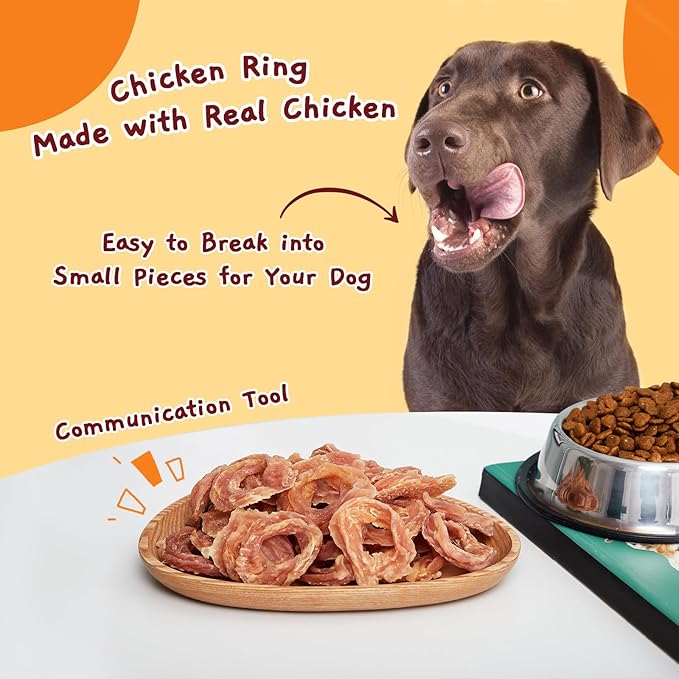 Jungle Calling Chicken Rings Dog Treats, Slow Roasted Chicken Jerky, Rawhide Free Dog Chews, High Protein Training Treats, Hip and Joint Health with Glucosamine, 10.6 oz