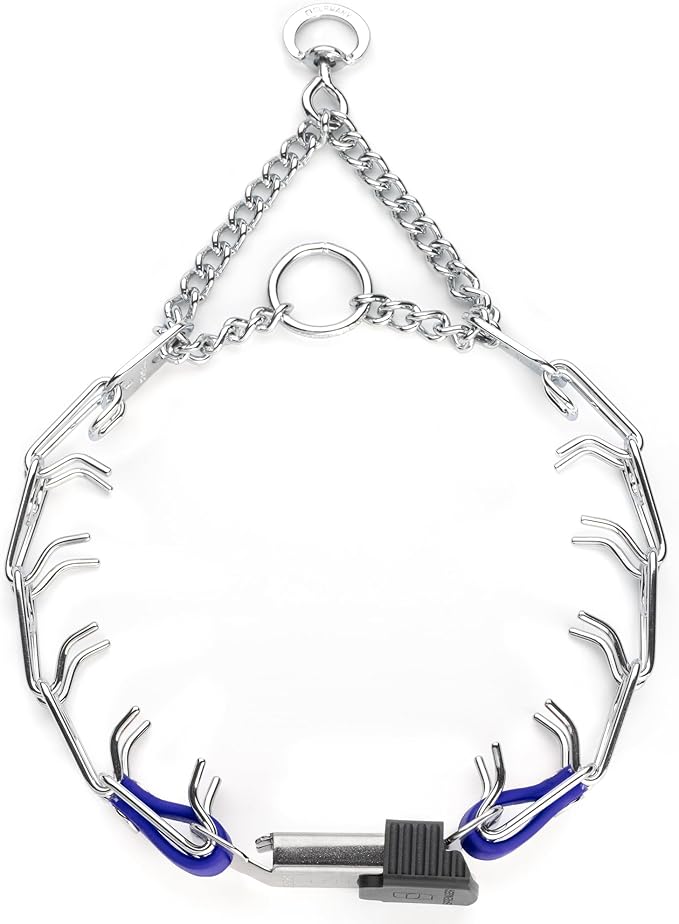 Herm Sprenger Chrome Plated Steel Dog Collar with Quick Release ClicLock Buckle and Biothane Insert Training Collar for Dogs Made in Germany (Blueberry Royal, 16in x 2.25mm(Neck Size up to 13-14in))