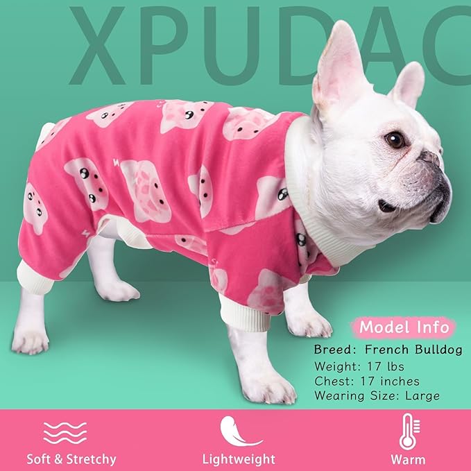 XPUDAC 4 Pieces Dog Pajamas for Small Dogs Pjs Clothes Puppy Onesies Outfits for Doggie Christmas Shirts Sleeper for Pet Cats Jammies-M
