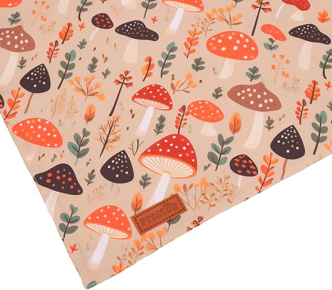 PTDECOR Fall Dog Bandana, Pumpkin Mushroom Design Scarf Reversible Holiday Dog Scarf, Triangle Thanksgiving Bandanas for Small Dogs Puppies Cats (Small)