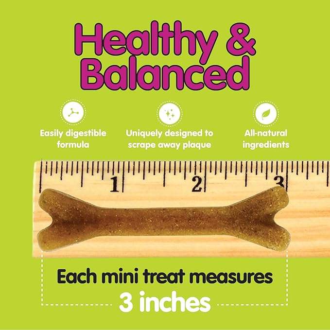 Naturals Belly Bones for Dogs, 21 Yogurt Flavor Mini Dog Dental Treats (Made in USA) - 21 Count Dog Treats for Small Dogs - Plaque and Tartar Control for Fresh Breath, Digestive Health Support