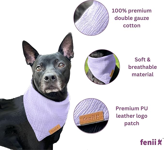 Premium Cotton Dog Bandanas - 2 Pack - Adjustable Fit - Washable - for Small, Medium & Large Breeds - Girl & Boy Dog Accessories - Multiple Sizes (Ocean Blue & Lavender Mist, X-Large)