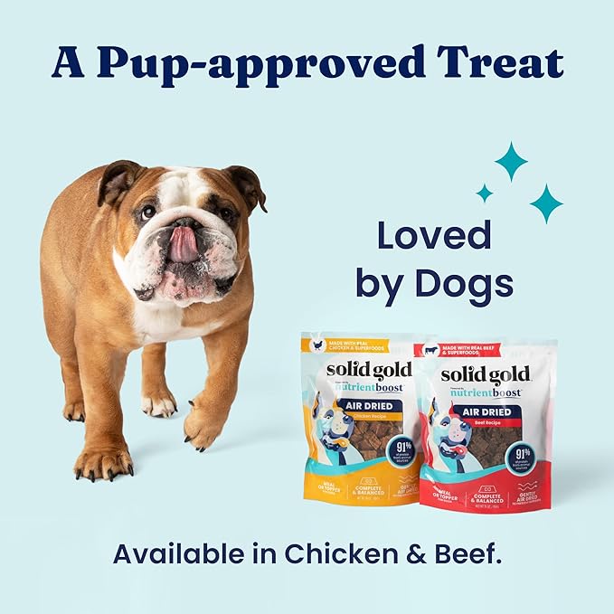 Solid Gold Air Dried Dog Food Toppers for Picky Eaters - Healthy Dog Treats Made with Real Chicken to Serve as Meal Topper or Dog Treat - Supports Muscle Growth, Immunity, and Healthy Digestion - 1 LB