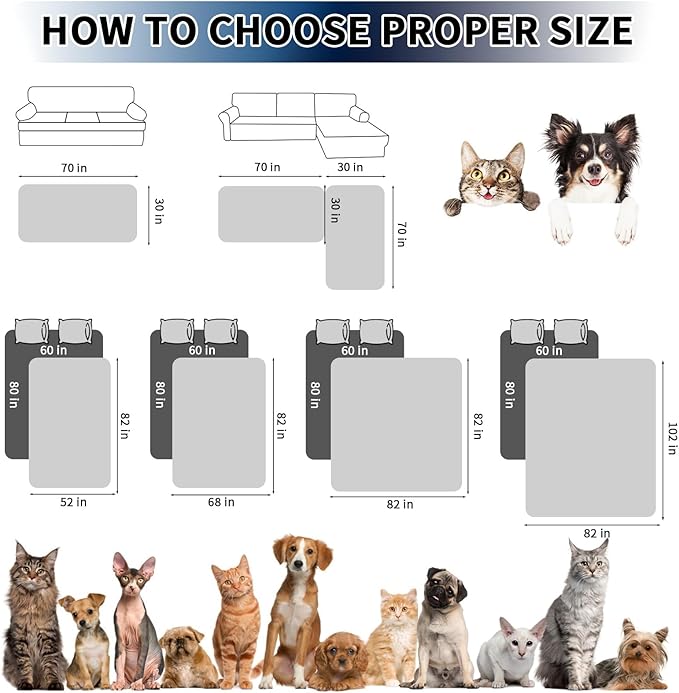 PureFit 100% Waterproof and Anti-Slip Dog Bed Cover, Washable Pet Blanket, Stain Resistant Sofa Couch Furniture Protector Cover for Kids, Dog, Cat (30x70 Inch, Chocolate)