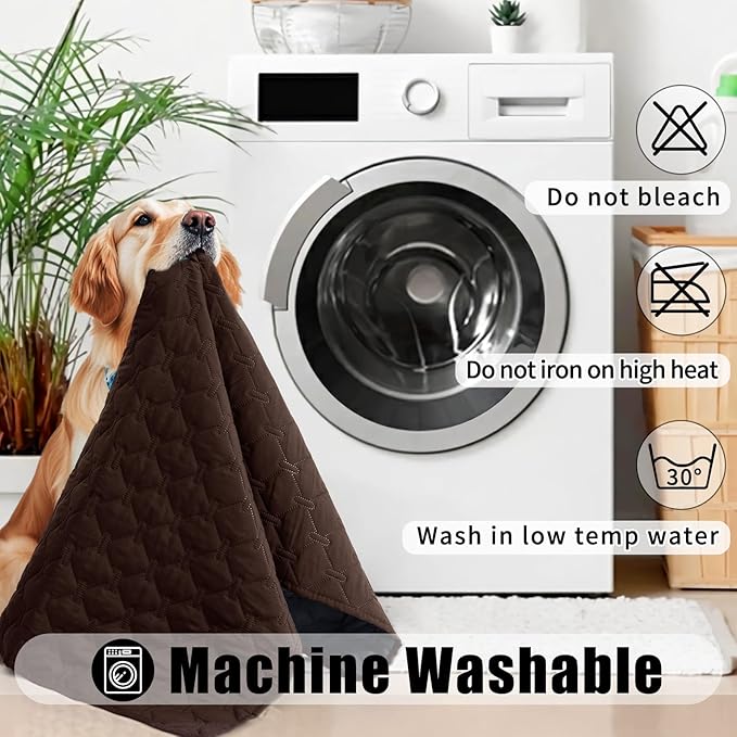 Smiry Waterproof Dog Bed Cover Blanket, Soft Reversible Pet Blanket, Washable Leakproof Cats Dogs Couch Cover for Sofa, Couch, Furniture (30x53 Inch, Chocolate/Dark Grey)