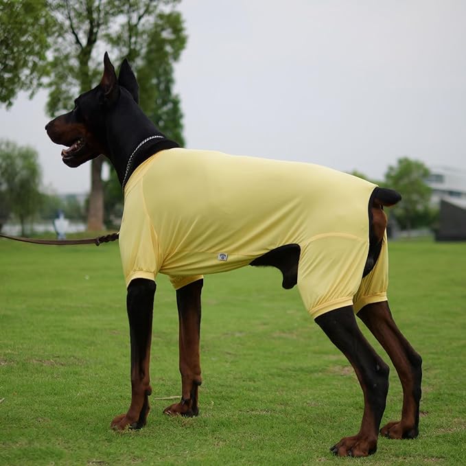 LoveLongLong Dog Jumpsuit with UV Protection and Quick-Dry Fabric for Spring Summer Pet Pajamas Yellow XS