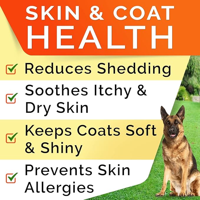 StrellaLab Omega 3 for Dogs - (360Ct) Fish Oil Treats - Allergy & Itch Relief Skin & Coat Supplement - Dry Itchy Skin, Anti Shedding & Hot Spots Treatment - Pet Salmon Oil Chews - Salmon Flavor