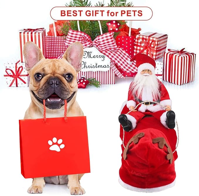 Idepet New Santa Dog Costume Christmas Pet Clothes Winter Hoodie Coat Clothes for Dog Pet Clothing Chihuahua Yorkshire Poodle (2XL)