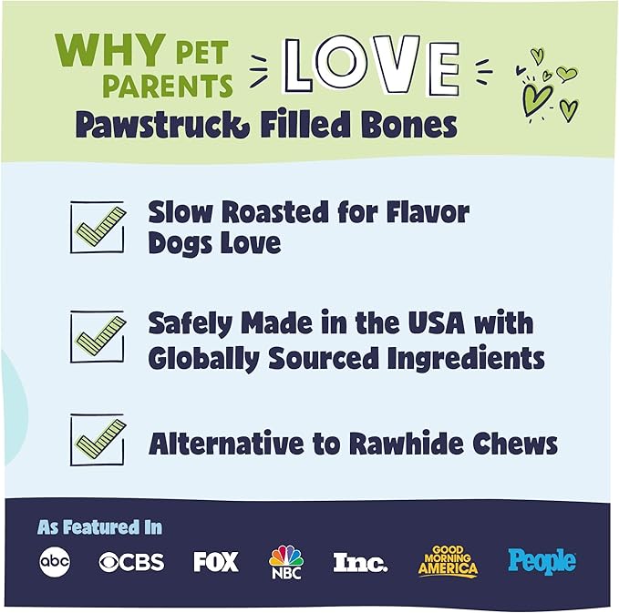 Pawstruck Small 3" Filled Dog Bones, Peanut Butter Flavor - Made in USA Long Lasting Stuffed Femur for Aggressive Chewers Dental Treat - Pack of 10 - Packaging May Vary