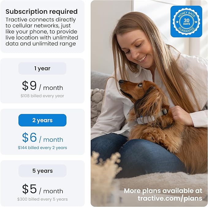 Tractive GPS Cat Tracker (6.5 lbs+), Real-time Pet Location Tracker, Health & Wellness Alerts, Battery Life Up to 7 Days, Breakaway Cat Collar Included (Mint)
