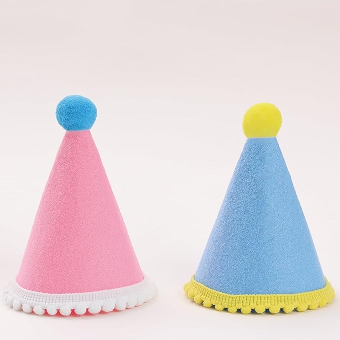 Dog Birthday Hat Set for Small Medium Dogs Cat Puppies, Mini Party Hat with Adjustable Headbands, Cute Pet Hat with Pompons for Birthday Christmas Party Decoration Accessories (Small 3.5 inch 10pcs)